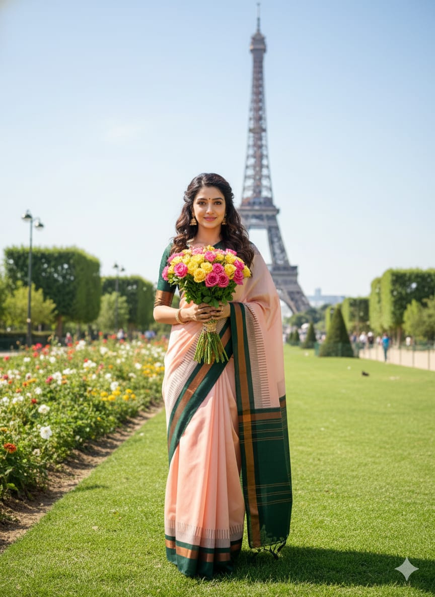 Kanjivaram Silk Saree with Jaquard Silk Blouse – Traditional Zari Weaving Designer Saree