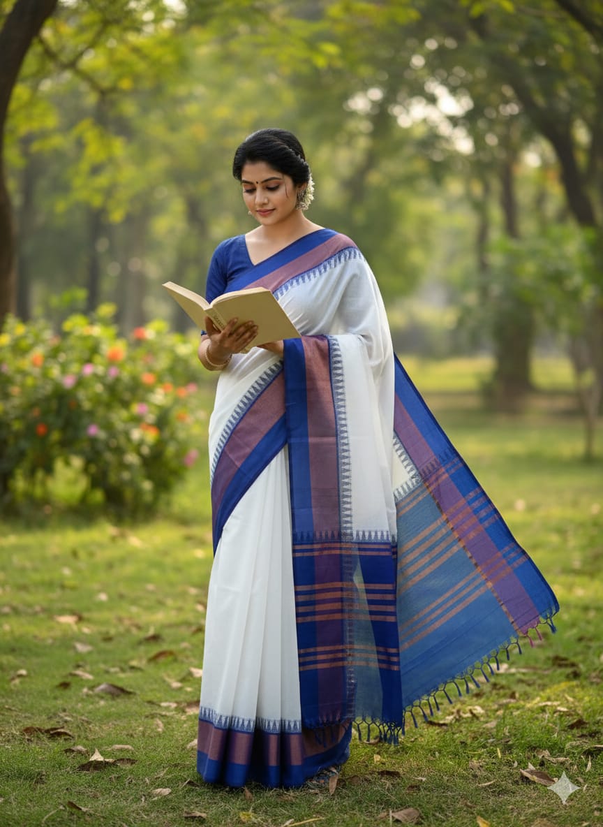 Kanjivaram Silk Saree with Jaquard Silk Blouse – Traditional Zari Weaving Designer Saree