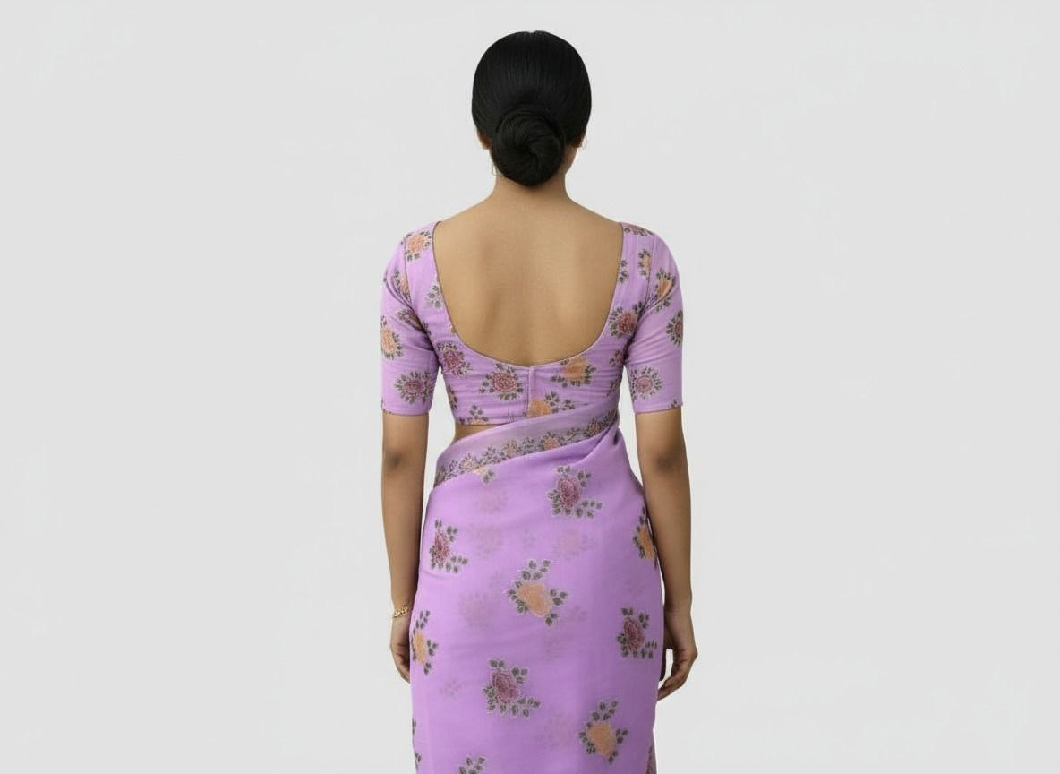 Silk Cotton Sarees Online – Floral Print & Foil Work Cotton Silk Saree with Blouse Piece