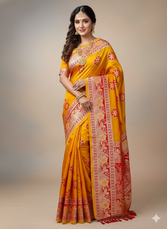 Soft Pethani Silk Saree with Zari Weaving Design – Meenakari Rich Pallu with Jalar Border